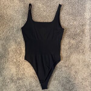 Stylish Black Ribbed, Shaping Bodysuit